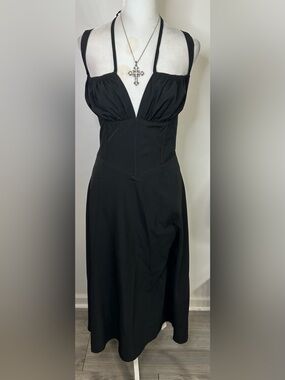 Black Mystical Gothic Style Dress w/ Corset Detailing - Size XL